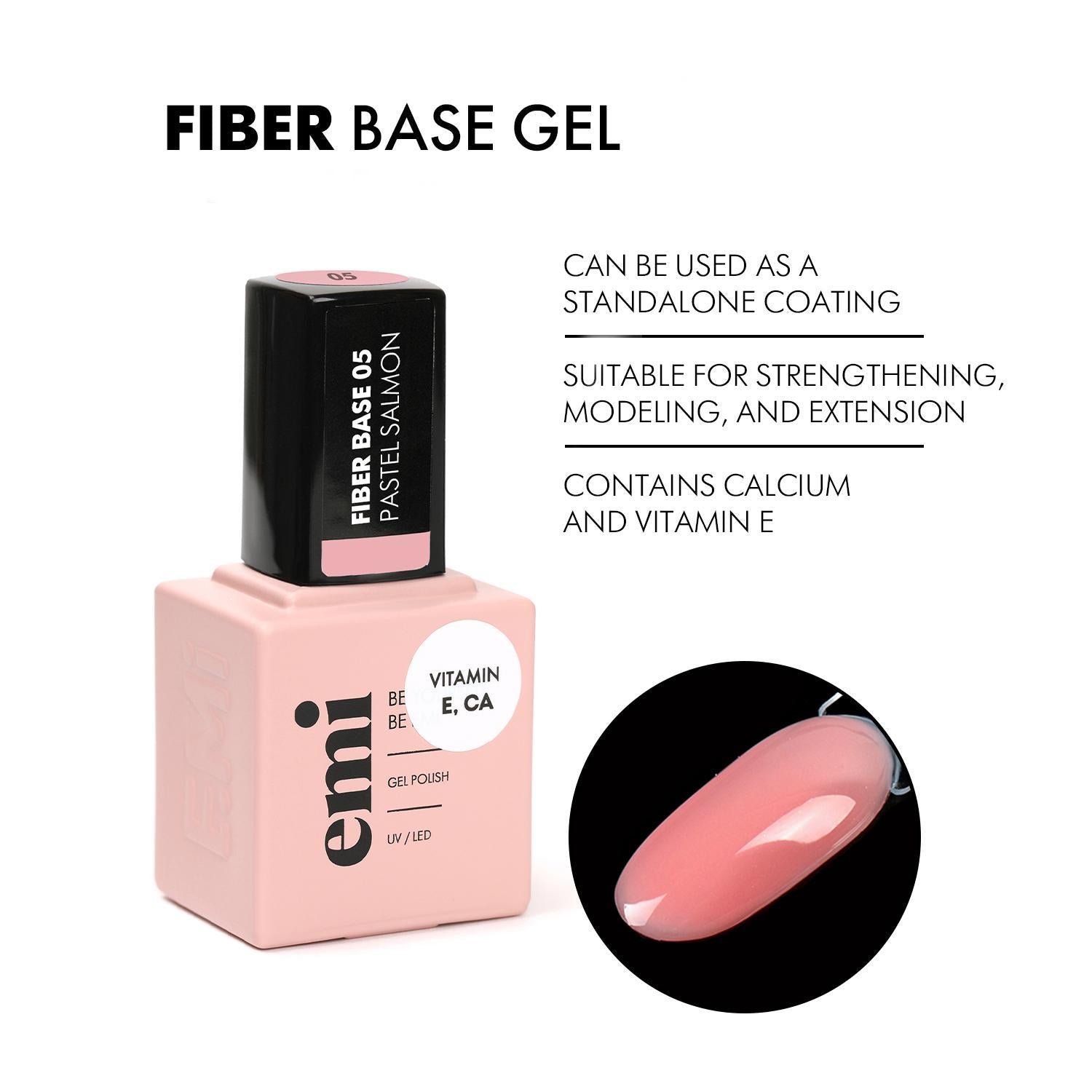 E.MiLac Fiber Base Gel #05 Pastel Salmon, 15ml