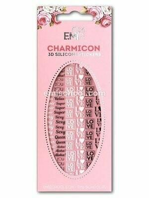 Charmicon 3D Silicone Stickers #52 Words Black and White