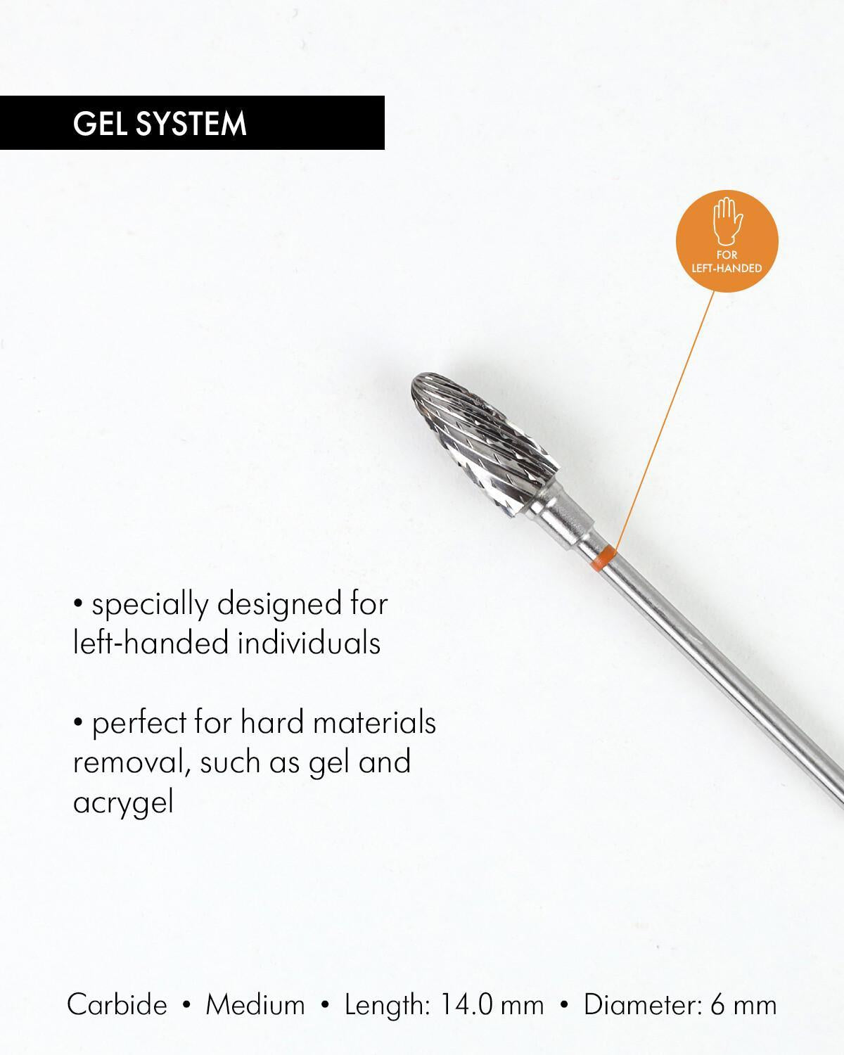 Rotary File - for Lefties, Corn Shaped , Carbide, 6mm , Medium Abrasiveness