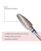 Rotary File - Corn Shaped Carbide, 6mm, Medium Abrasiveness