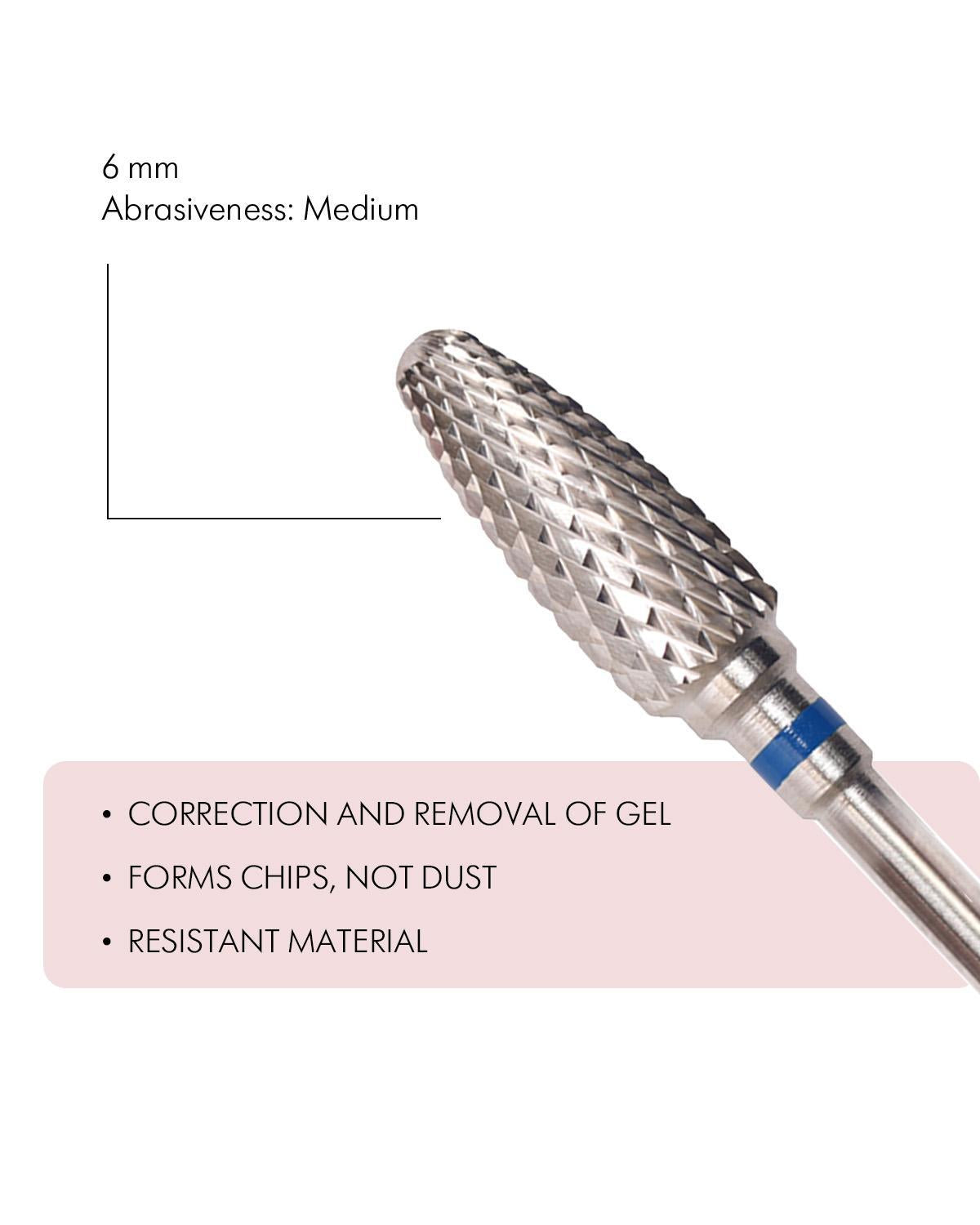 Rotary File - Corn Shaped Carbide, 6mm, Medium Abrasiveness