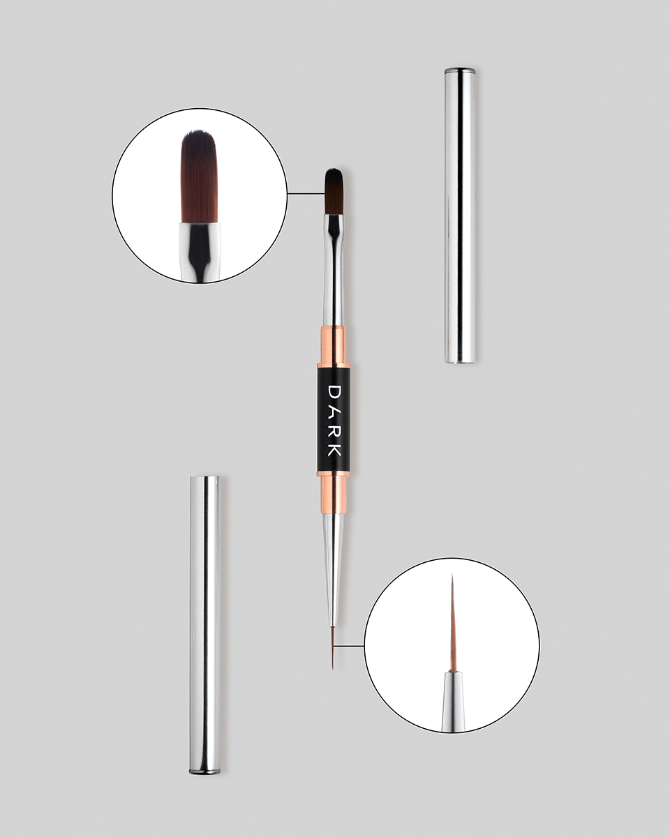 DARK Double-sided brush (liner 10 mm rounded gel 12 mm) (updated design)