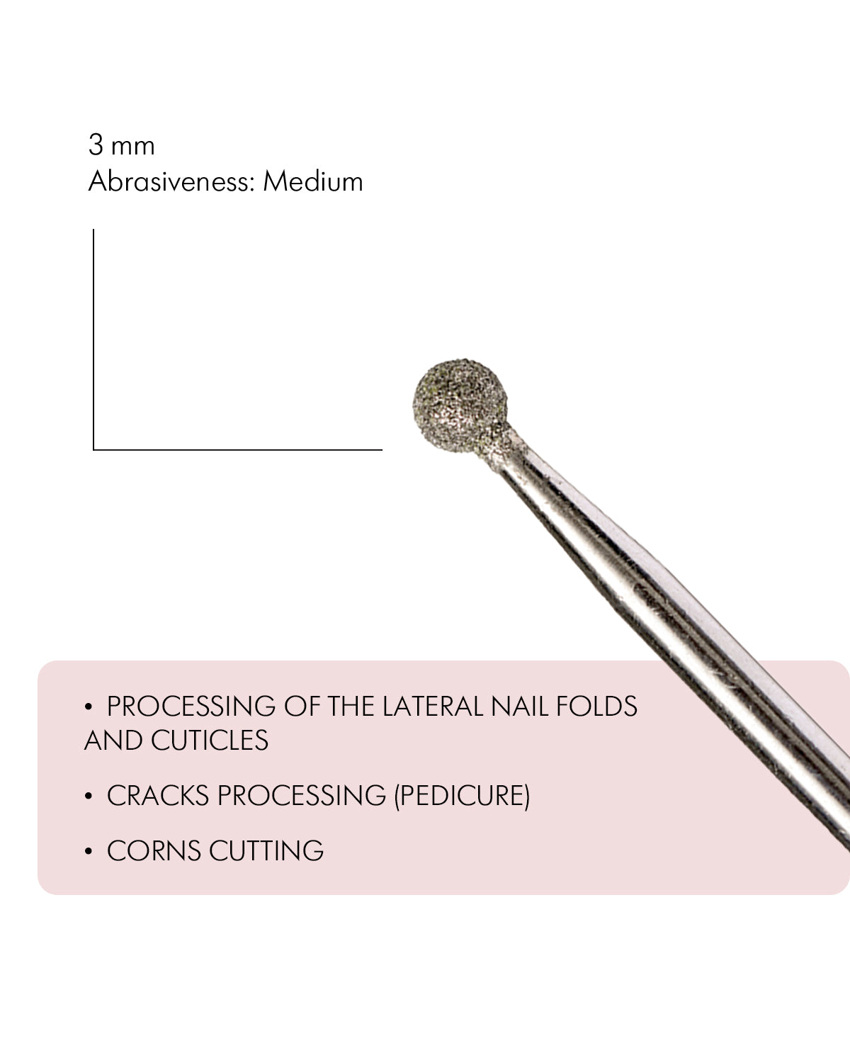 Rotary File - Ball Shaped Diamond, 3mm , Medium Abrasiveness