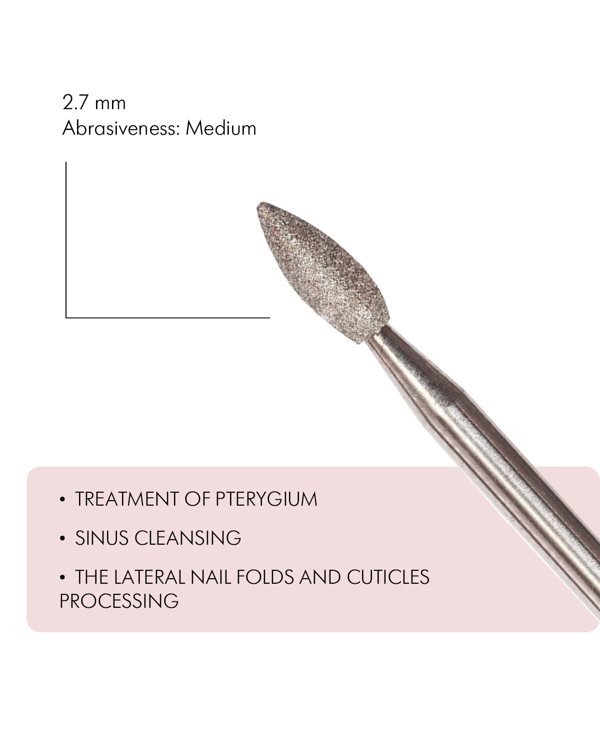 Rotary File - Drop Shaped Diamond, 2.7mm, Medium Abrasiveness