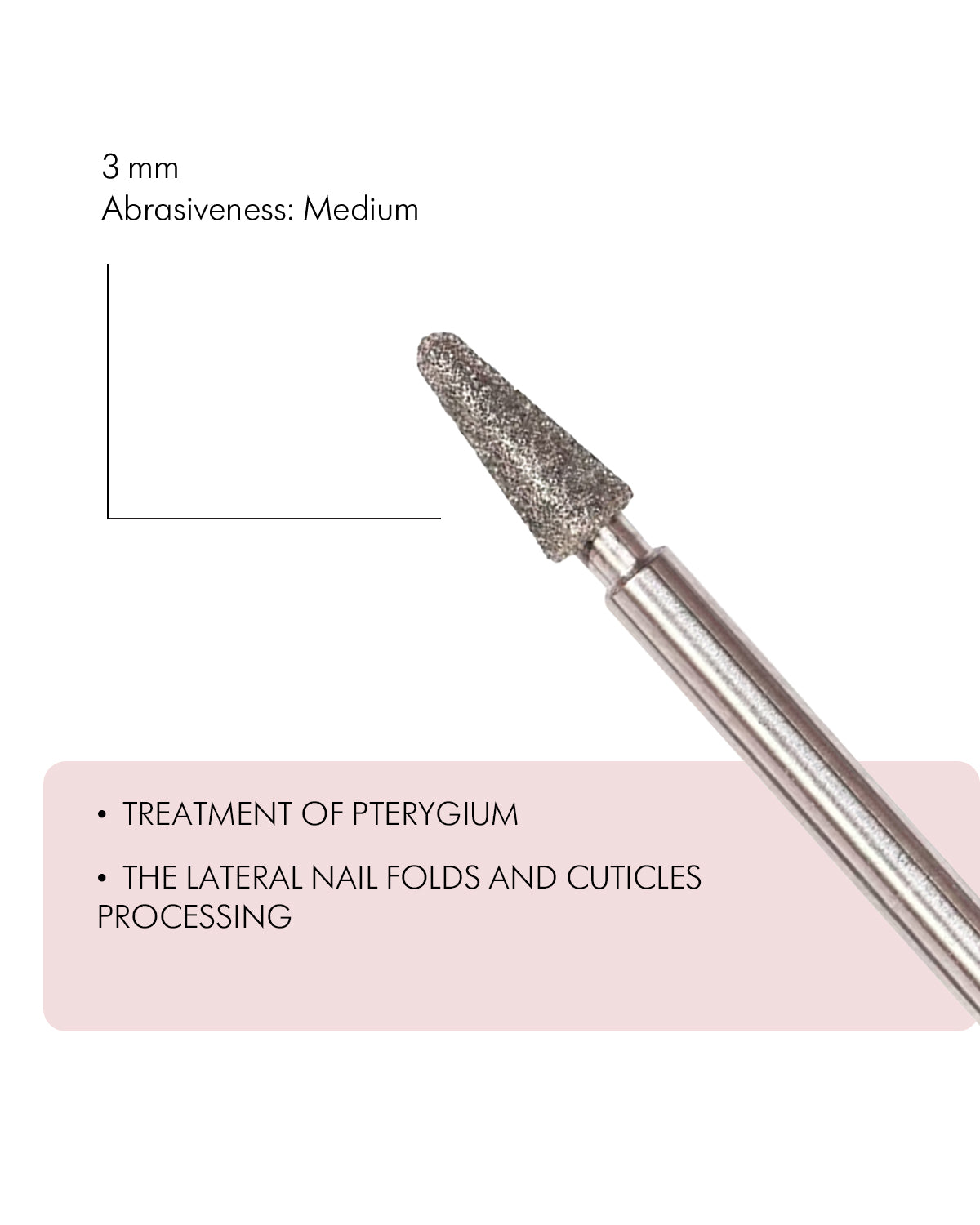 Rotary File - Rounded Cone Shape, Diamond, 3mm ,Medium Abrasiveness