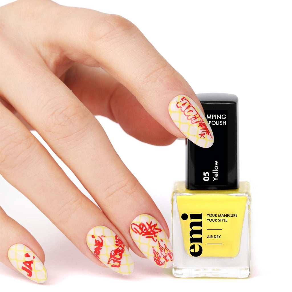 E.MiLac Stamping Polish #05 Yellow, 9ml